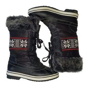 Northside Black Faux Fur Mid Calf Snow Boots Women's Size 8